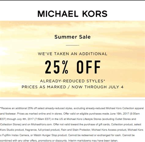 factory code michael kors|michael kors 25 off code.